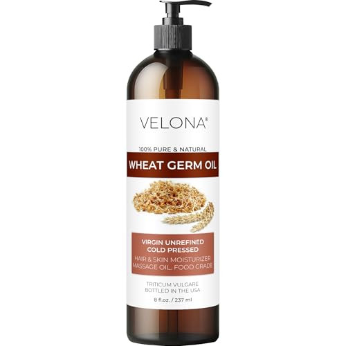 velona Wheat Germ Oil USP Grade 8 fl oz | 100% Pure and Natural Carrier Oil | Unrefined, Cold Pressed | Cooking, Face, Hair, Body & Skin Care | Use T