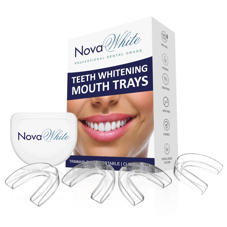 NovaWhite Teeth Whitening Trays - Moldable, Trimmable, Custom Fit, Comfortable, BPA FREE, Latex Free, Dental Grade Guard - (4) Mouth Trays, Hygienic