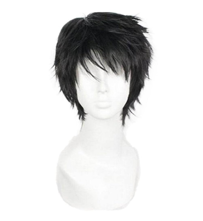 OYSRONG Men Short 11.81''/30cm Black Curly Wig, Multifunction Fluffy Layered Frizzy Cosplay Heat Resistant Fibre Wig