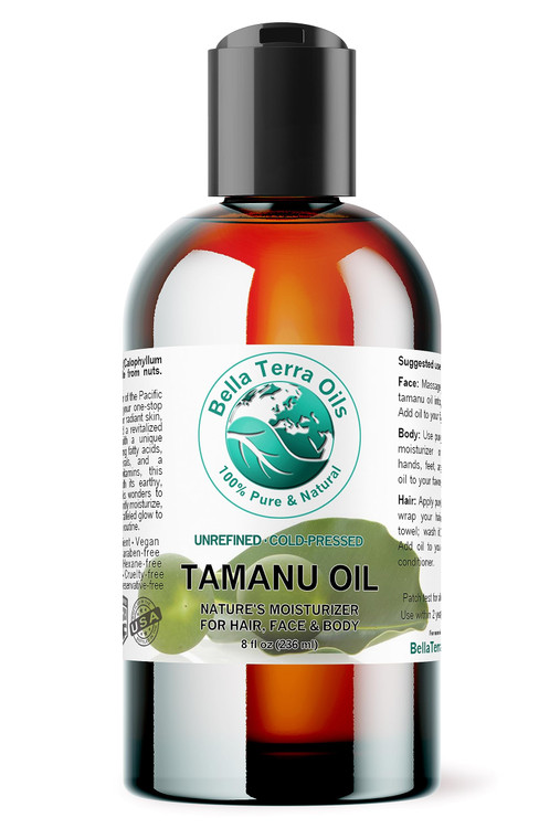 Bella Terra Oils - Organic Tamanu Oil 2 oz - Cold-Pressed Purity, Loaded with Linoleic & Oleic Acids, Antioxidant Rich, Ideal for Enhancing Skin's Na