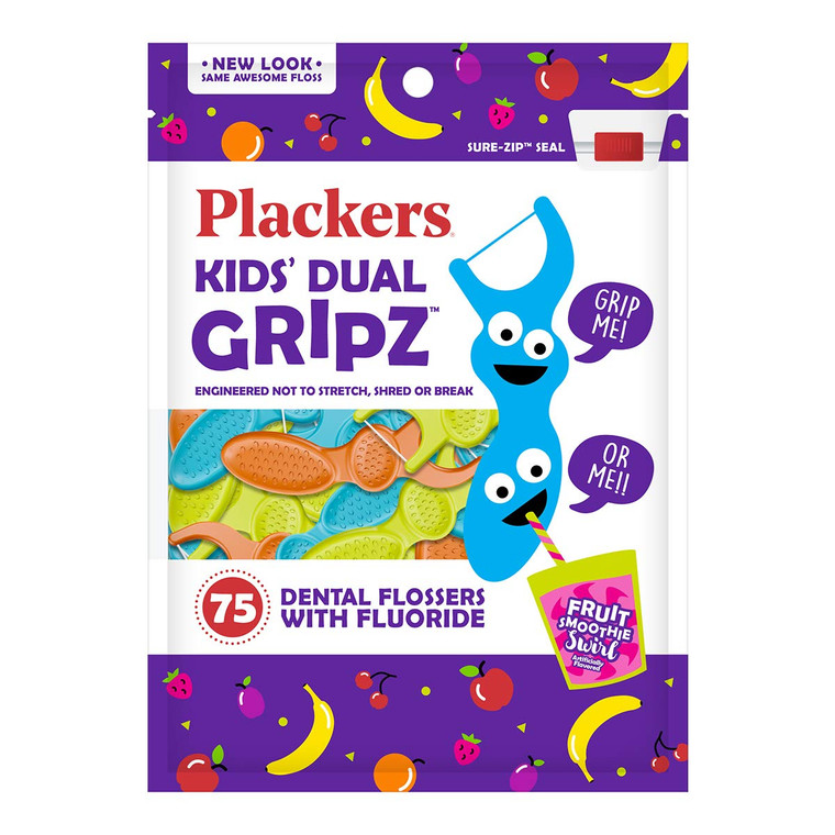 Plackers Kids Flossers Wild Berry Flavor, 75 Count - Packaging may vary