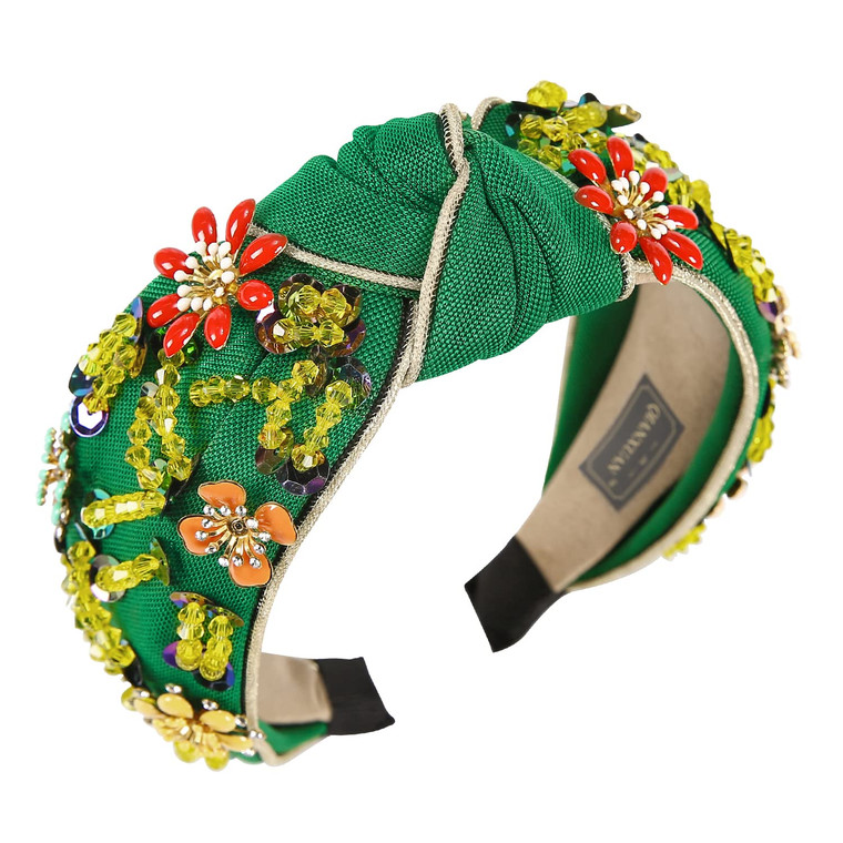 QIANXUAN Solid Color Wide Headbands For Women Diamond Rhinestone Headbands For Women Top Knot Headband Crystal Handmade Jewelry Girls Hair Accessorie