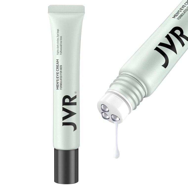 JVR Caffeine Eye Cream and Under Eyes Roller for Dark Circles and Puffiness, Fine Lines, Under-Eyes Bags, Eye Serum with Vitamin C, Hyaluronic Acid,