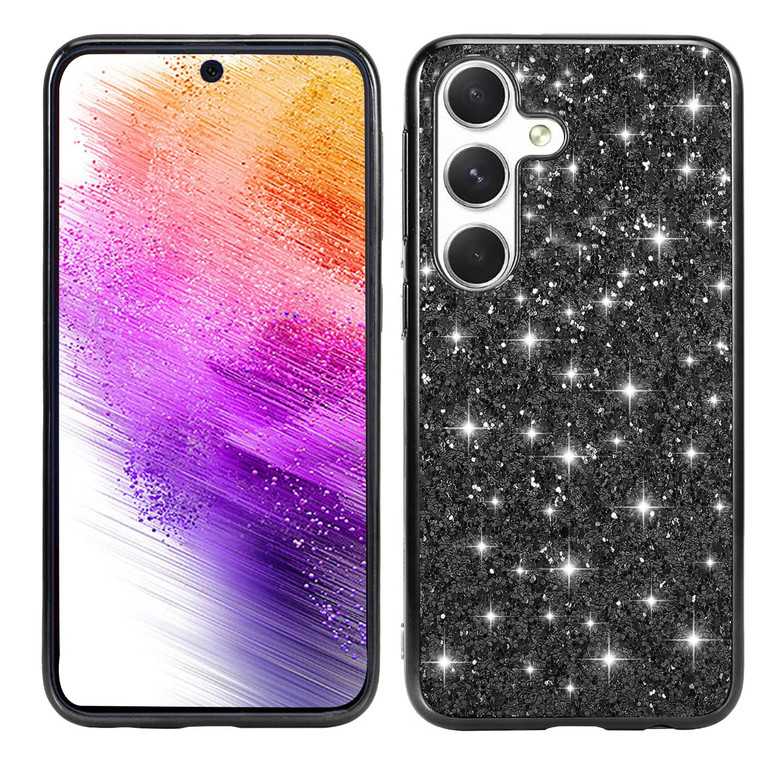 Yarxiawin Phone Case for Samsung S24 FE, Glamorous Effect Glitter for Samsung Galaxy S24 FE Case Silicone Slim Aesthetic Pink Cover Shockproof Anti-F