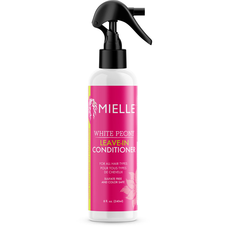 Mielle Organics White Peony Leave-In Conditioner Spray - Ultra-Moisturizing Detangler for Curly & Natural Hair - Frizz Control & Moisture Seal - Colo