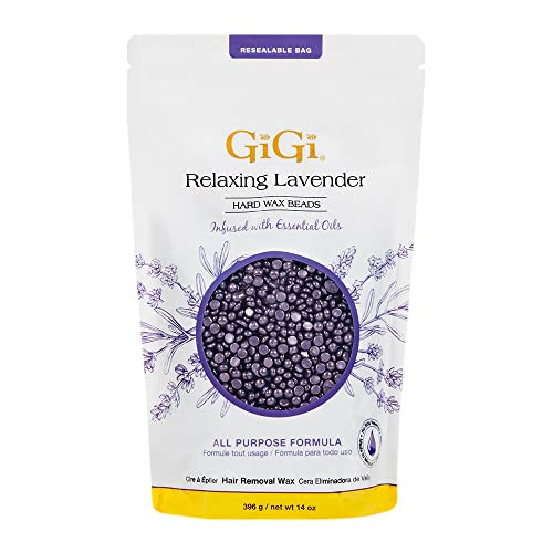 GiGi Hard Wax Beads for Hair Removal - Relaxing Lavender, Waxing Beads for Face, Body, and Sensitive Areas, 14 oz