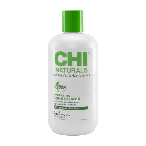 CHI Naturals with Aloe Vera Hydrating Conditioner, Strengthens Hair To Protect Against Split Ends & Breakage, Sulfate, Paraben, & Cruelty-Free, 12 Oz