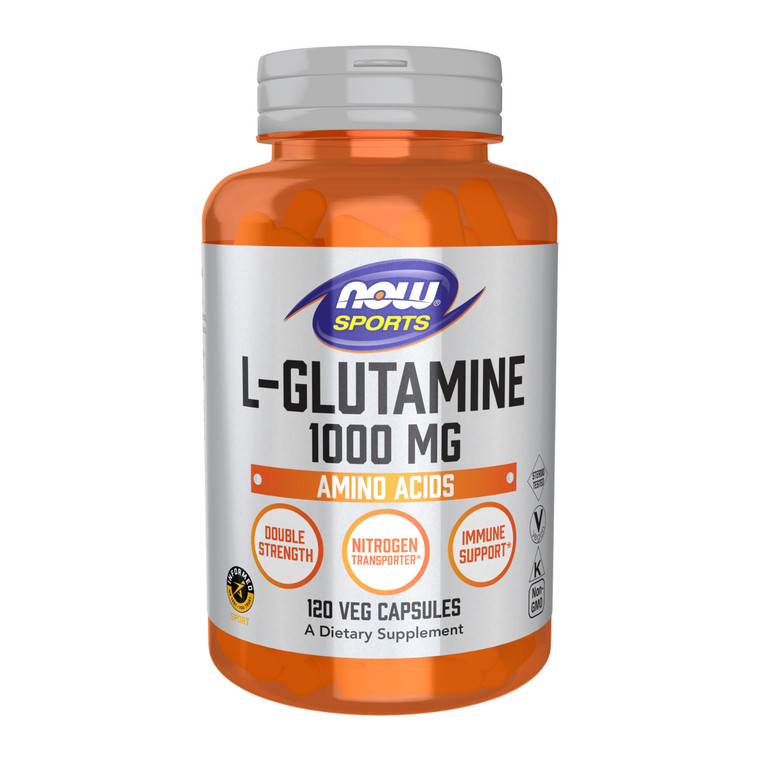 NOW Foods Sports Nutrition, L-Glutamine, Double Strength 1,000 mg, Amino Acid, 120 Veg Capsules