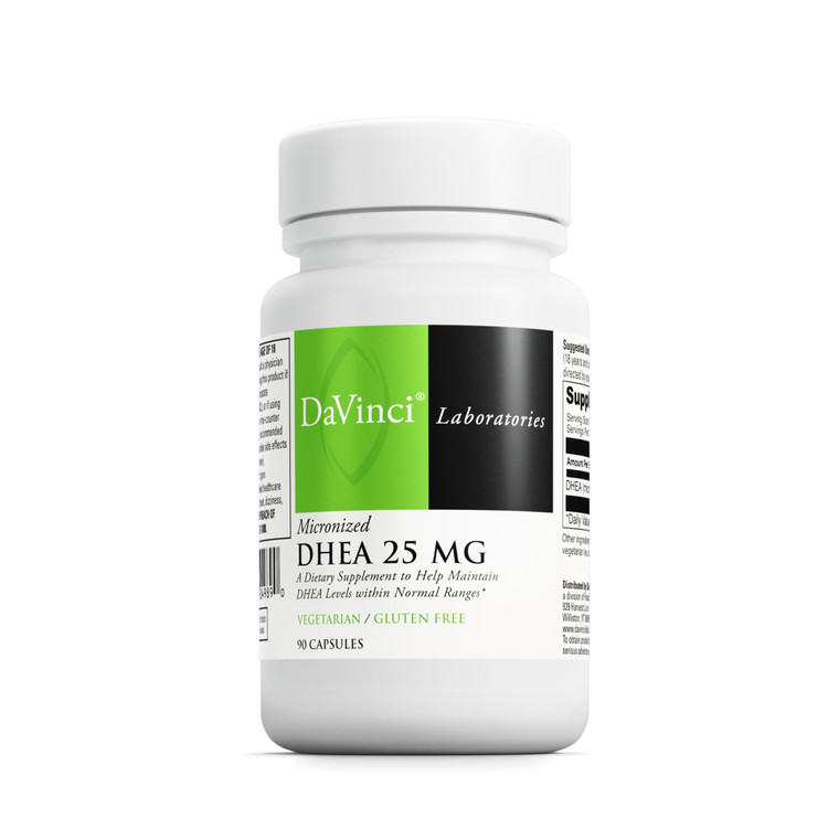 DAVINCI Labs Micronized DHEA 25 mg - Dietary Supplement to Support Immune System, Thyroid Health and Healthy Hormone Levels* - with 25 mg Micronized