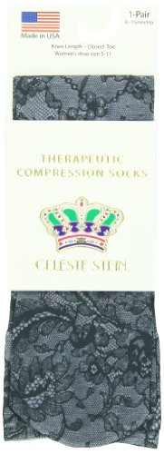 Celeste Stein Therapeutic Compression Socks, BW Lace, 8-15 mmhg, 1-Pair