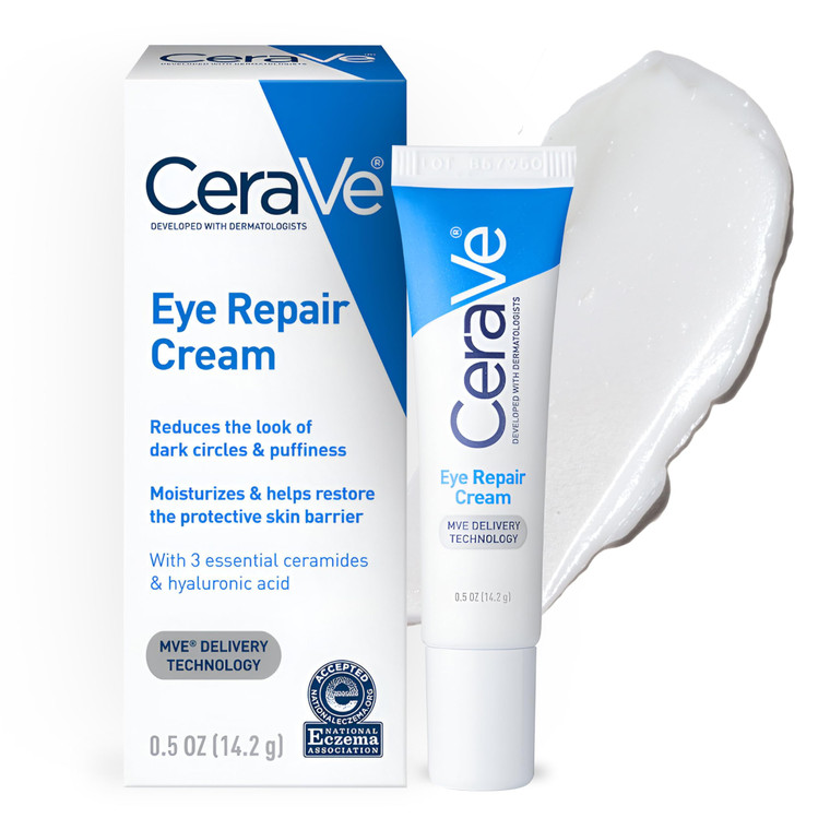 CeraVe Eye Repair Cream, Under Eye Cream For Puffiness And Bags Under Eyes, Hyaluronic Acid + Niacinamide + Marine Botanical Complex, Oil Free & Opth