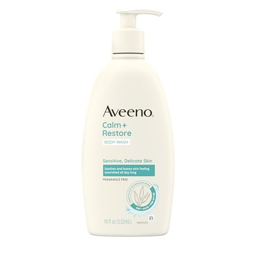 Aveeno Calm + Restore Daily Body Wash for Sensitive, Delicate Skin, Gentle Cleanser with Oat, Aloe & Pro-Vitamin B5 Soothes & Leaves Skin Feeling Nou