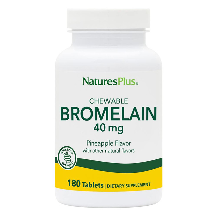 NaturesPlus Chewable Bromelain - 180 Tablets - Natural Proteolytic Enzyme Supplement - Supports Digestion, Joint & Muscle Health - Vegan, Gluten Free