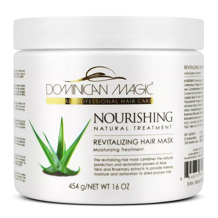 DOMINICAN MAGIC Nourishing Revitalizing Hair Mask with Aloe Vera, Hair Treatment, Deep Repair & Revitalize for Dry, Damaged Hair, All Hair Types, 16o
