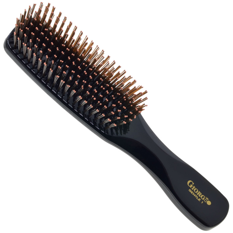 Giorgio GIO1BLK Black Gentle Touch Detangler Hair Brush for Men Women and Kids. Soft Bristles for Sensitive Scalp. Wet and Dry for all Hair Types. Sc