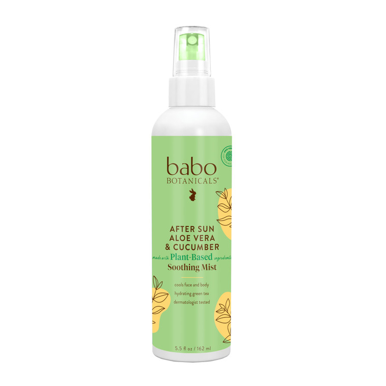 Babo Botanicals After Sun Soothing Mist - Aloe Vera & Cucumber - For Face, Body & Sensitive Skin - Non-Aerosol - No-touch application - EWG Verified