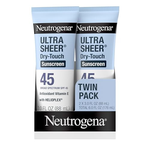Neutrogena Ultra Sheer Dry-Touch Sunscreen For Face & Body, SPF 45 Broad Spectrum UVA/UVB Protection, Lightweight Water Resistant & Non-Greasy, Trave