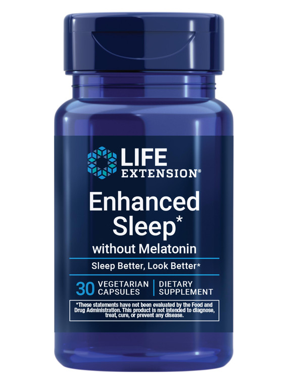 Life Extension Enhanced Sleep Without Melatonin, ashwagandha, amla, Casein Milk peptides, melatonin-Free Supplement for Sleep & Stress Support, Glute