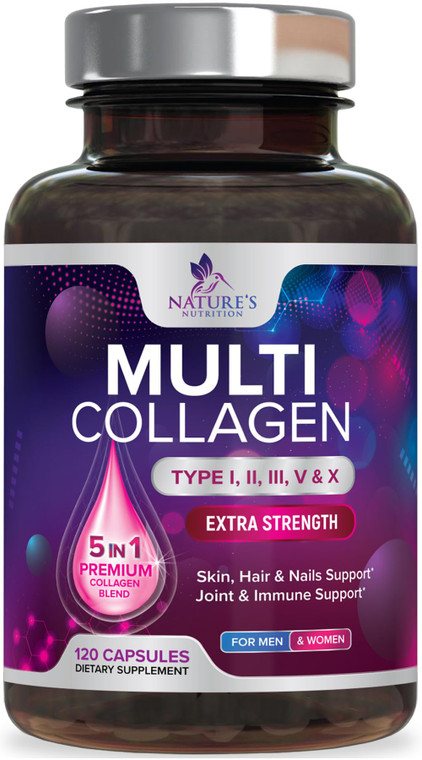 Multi Collagen Pills 2400 mg - Advanced Types I, II, III, V, X - Hydrolyzed Multi Collagen Peptides Pills, Collagen Supplements for Women & Men - Hai