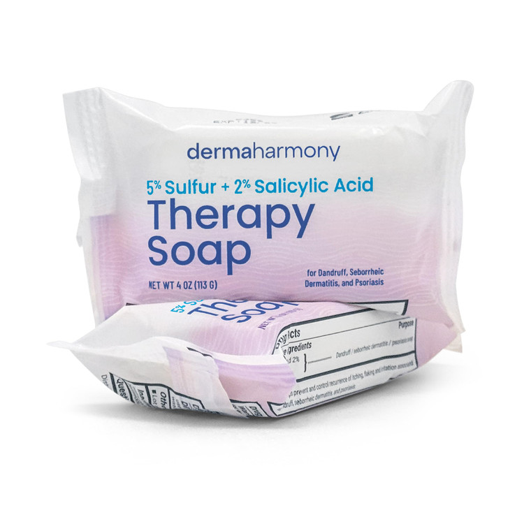 Dermaharmony 5% Sulfur 2% Salicylic Acid Bar Soap 4 oz  Crafted for those with Seborrehic Dermatitis, Dandruff, and Psoriasis (2 Pack)