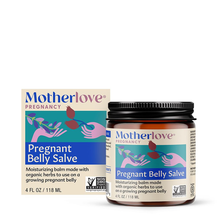 Motherlove Pregnant Belly Salve (4 oz) Moisturizing Balm to Use on Growing BellyNon-GMO & Organic Herbs