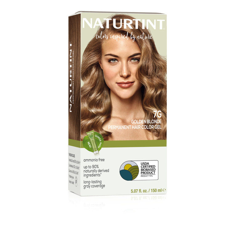 Naturtint 7G Golden Blonde Permanent Hair Color (Pack of 1), Ammonia Free, Vegan, Cruelty Free, up to 100% Gray Coverage, Long Lasting Results (Packa