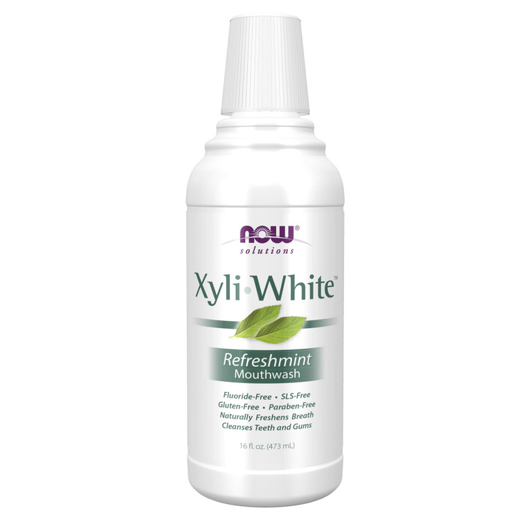 NOW Solutions, Xyliwhite Mouthwash, Refreshmint Flavor, Naturally Freshens Breath, Cleanses Teeth and Gums, 16-Ounce