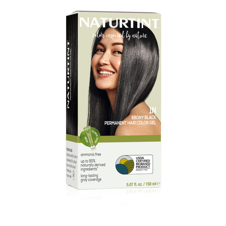 Naturtint 1N Ebony Black Permanent Hair Color (Pack of 1), Ammonia Free, Vegan, Cruelty Free, up to 100% Gray Coverage, Long Lasting Results (Packagi