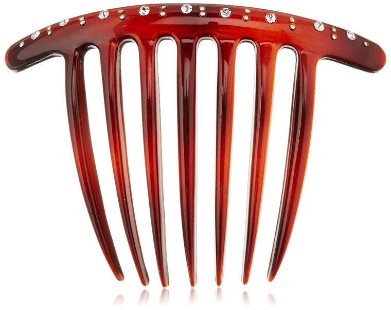 Caravan Jeweled 7 Tooth French Twist Comb In Tortoise Shell And Sprinkled With Crystals And Studs