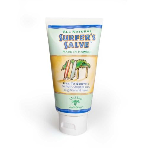 Island Soap & Candle Works Surfer's Salve - All Natural Skin Soothing Balm - Moisturizing Anti-Chafing Ointment for Insect Bites, Sunburn, Windburn,