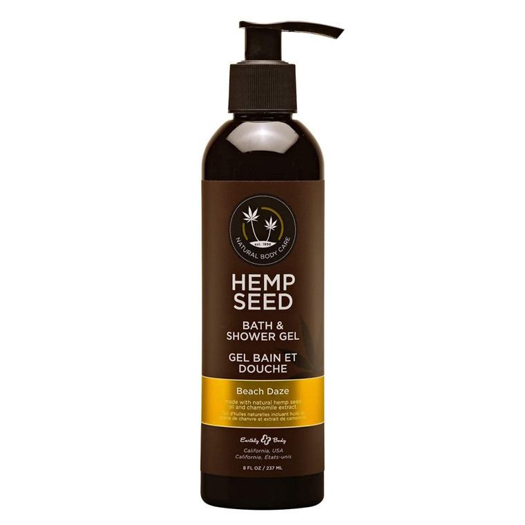 Earthly Body Hemp Seed Bath & Shower Gel, Guavalava Scent - 8 oz - Moisturizing Formula with Hemp Seed Oil, Chamomile & Hydrolyzed Wheat Protein - Ve