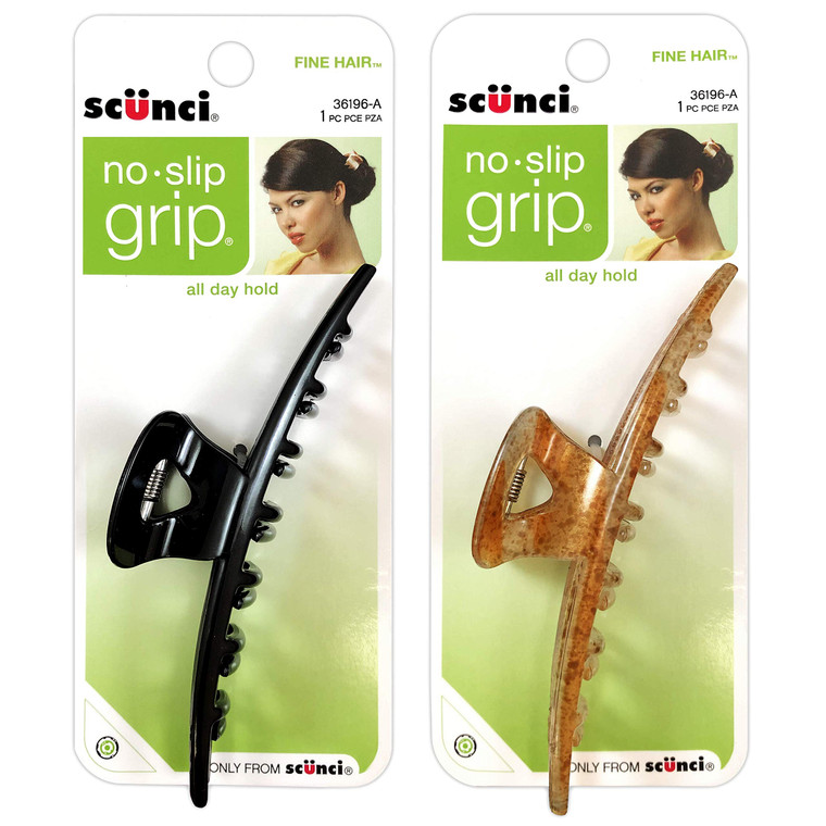 Scunci No-Slip Grip for Fine Hair Jaw Clip, Assorted Colors (3-Pack)