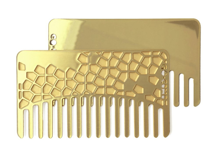 Go-Comb + Mirror - Brass Tile Hair Comb + Mirror - Fit For Your Wallet