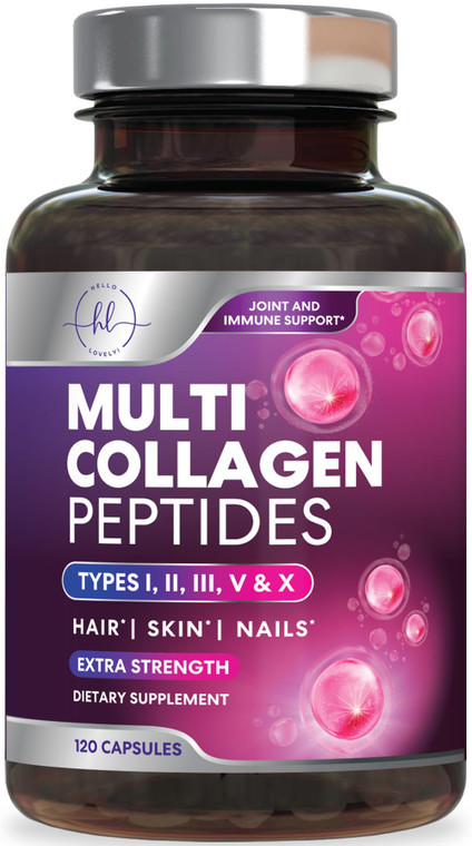 Multi Collagen Supplement 2400 mg - Types I, II, III, V & X Multi Collagen Peptides Pills for Women & Men, Hydrolyzed Collagen Supplements, Hair, Ski
