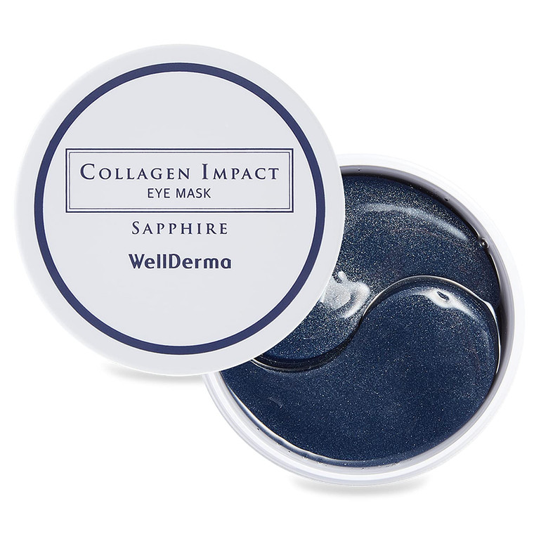 WELLDERMA Collagen Impact Sapphire Eye Mask 60 Sheets - NOURISHing ENRICHed Moisturizing Hydrogel Eye Patches Wrinkles Collagen, Under Eye for Dark C