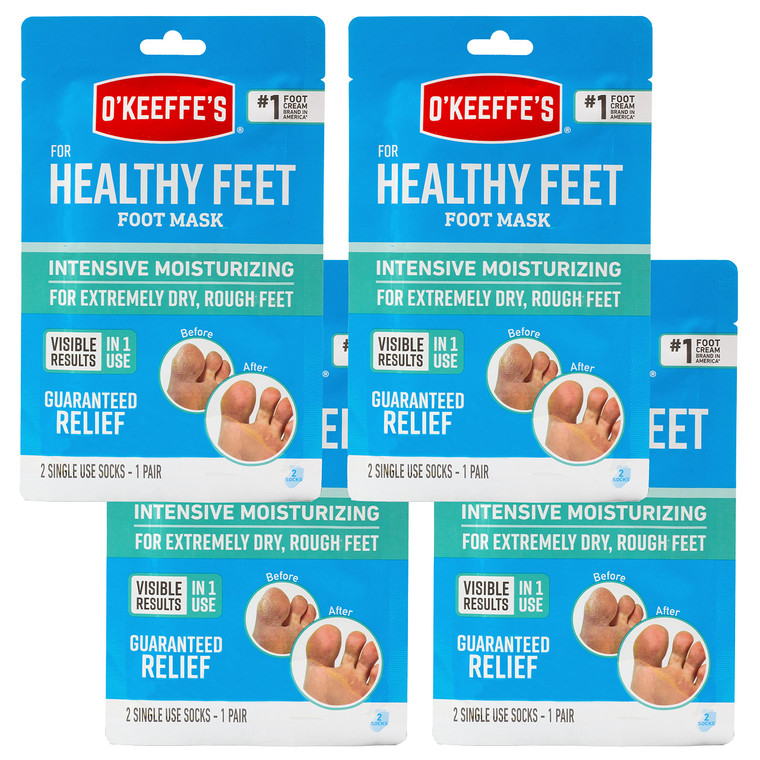 O'Keeffe's for Healthy Feet Intensive Moisturizing Foot Mask; Guaranteed Relief for Extremely Dry; Rough Feet; One Pair Single-Use Hydrating Foot Mas