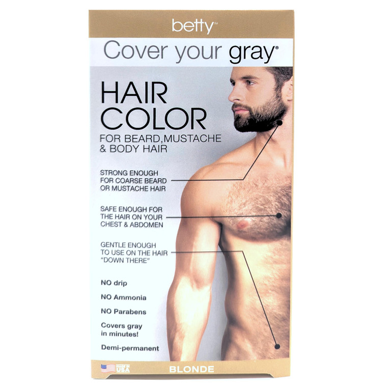 Betty Cover Your Gray Mens Hair Color for Beard, Mustache & Body Hair - Brown