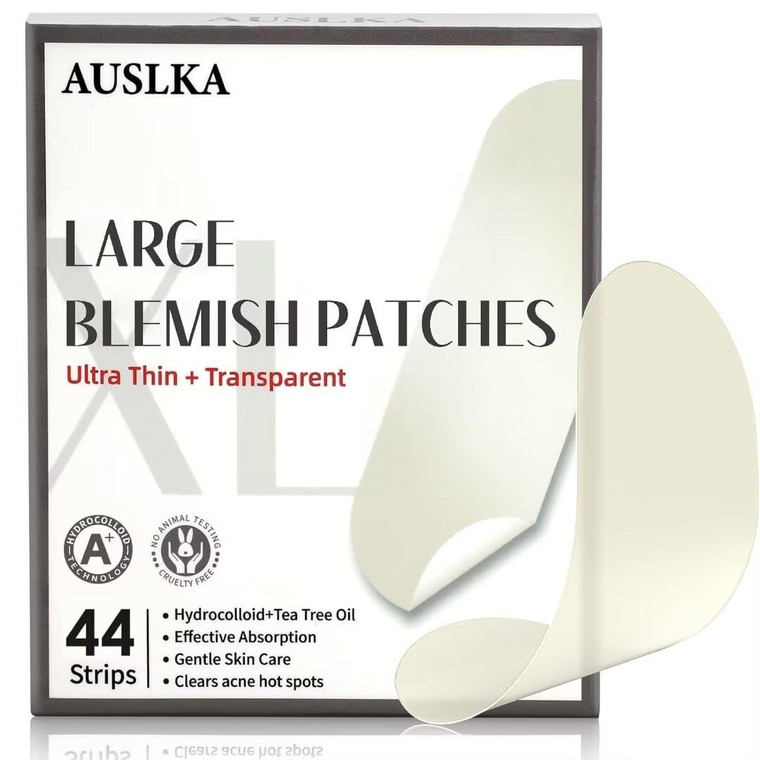 AUSLKA Blemishes Patches - 44 Strips, Hydrocolloid Dots - Large Blemishes Patch - Blemishes Stickers - Zit Breakouts - Suitable for Larger Area Outbr