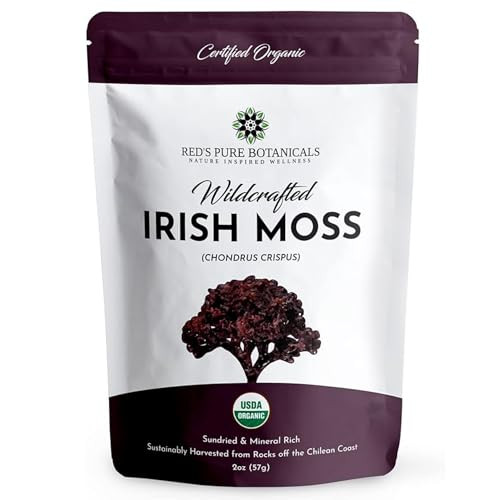 USDA Organic Irish Sea Moss  Wildcrafted Chondrus Crispus (Purple)  100% Natural, Sustainably Harvested from Chile  Makes ~100oz of Sea Moss Gel 