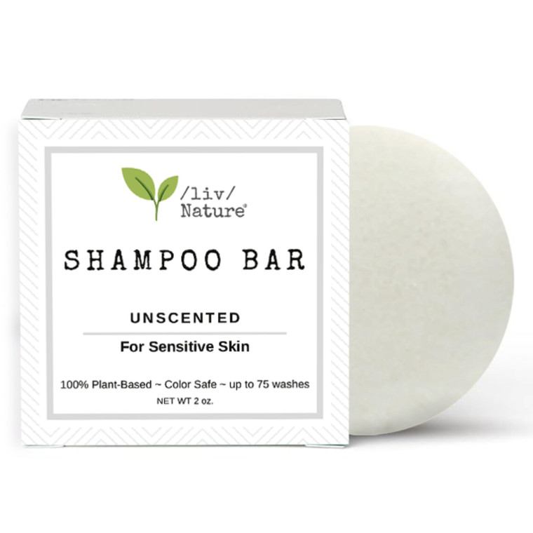 /liv/ Nature Fragrance Free Shampoo Bar | Clean Non Toxic Shampoos | Hypoallergenic | Gentle, Safe for Sensitive Skin, Psoriasis | Unscented | Travel