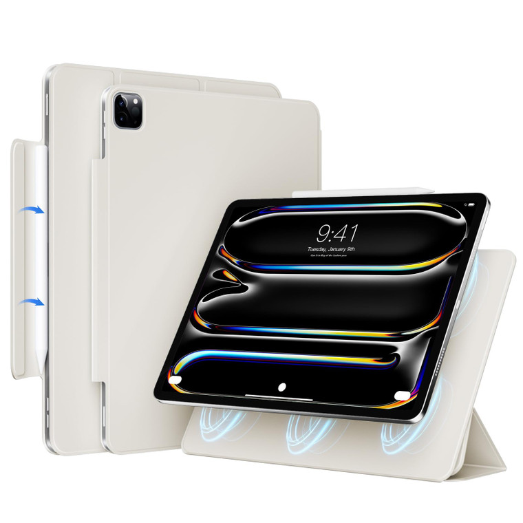 GKABXY Magnetic Case for iPad Pro 11 Inch (M5/ M4) 2025/2024 - PU Leather Cover Compatible with Pencil Pro & USB-C | Auto Wake/Sleep, Non-Slip & Scra