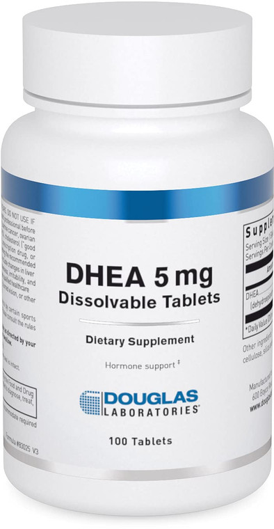 Douglas Laboratories DHEA 5 mg Dissolvable Tablets - Supports Hormone Balance, Immunity, Brain, Bone Health & Metabolism* - Non-GMO - 100 Tablets