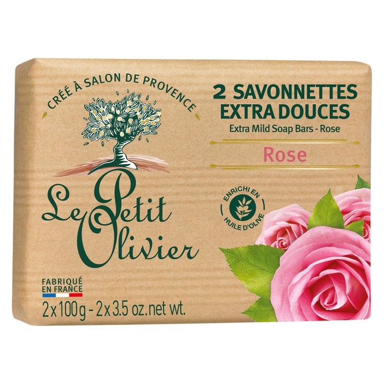 Le Petit Olivier Extra Mild Soaps - Rose for Women - 2 x 3.5 oz Soap