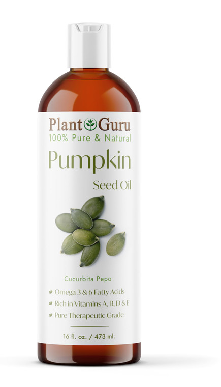 Plant Guru Pumpkin Seed Oil 16 oz. Virgin, Unrefined Cold Pressed 100% Pure Natural  Ideal for Skin, Face, Body, and Hair Moisturizer. Great for DIY
