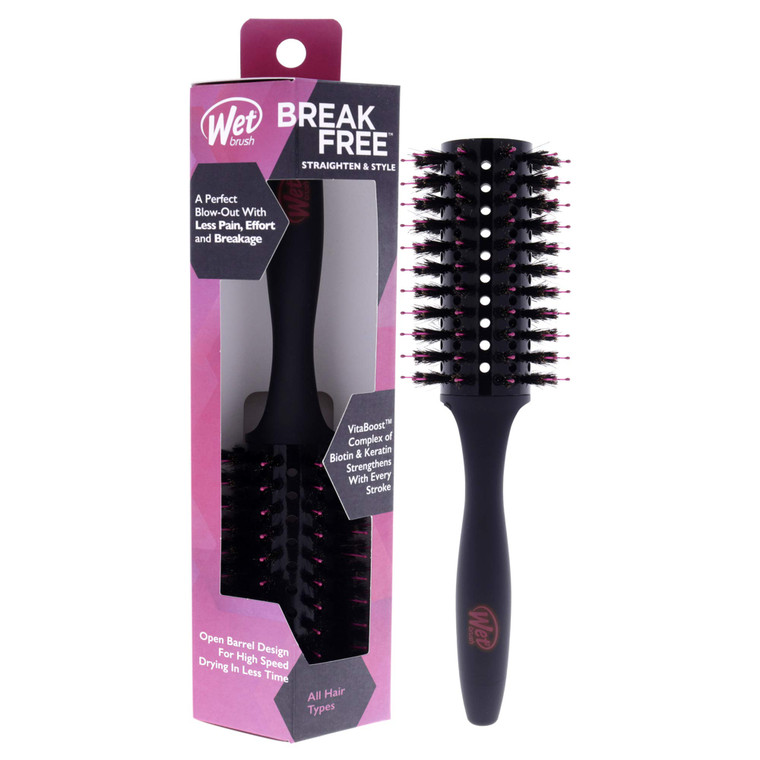 Wet Brush Straighten & Style Round Brush - for All Hair Types - A Perfect Blow Out with Less Pain, Effort and Breakage - Open Barrel Design For High