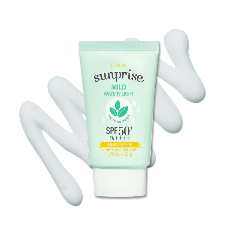ETUDE Sunprise Mild Weightless Watery Light Texture SPF50+/PA+++ 1.7 fl. Oz (50ml) (21AD) | Light Moisturizing Sunblock for Sensitive Skin | Korean S
