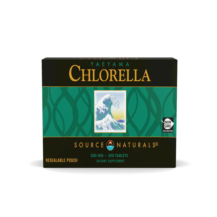 Source Naturals Yaeyama Chlorella Box 200 mg Freshwater Green Superfood, Plant-Based B12-300 Tablets