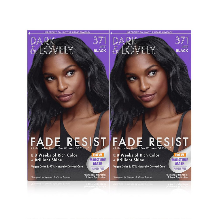 Dark and Lovely Fade Resist Rich Conditioning Color, Jet Black, 2 Count