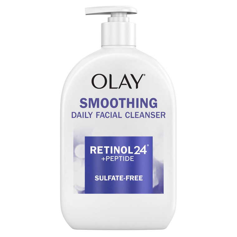 Olay Face Wash, Daily Facial Cleanser with Retinol, Peptides & Glycerin - Smoothing, Noursihes Skin Surface, Hydrates while Cleansing - Sulfate-Free,