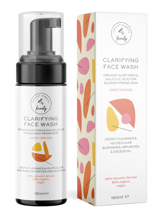 The Natural and Organic Family Clarifying Face Wash with Salicylic Acid - Facial Cleanser for Oily, Normal, and Combination Skin - Exfoliating, Pore